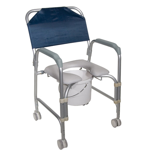 Drive Medical 11114KD-1 Lightweight Portable Shower Commode Chair with Casters